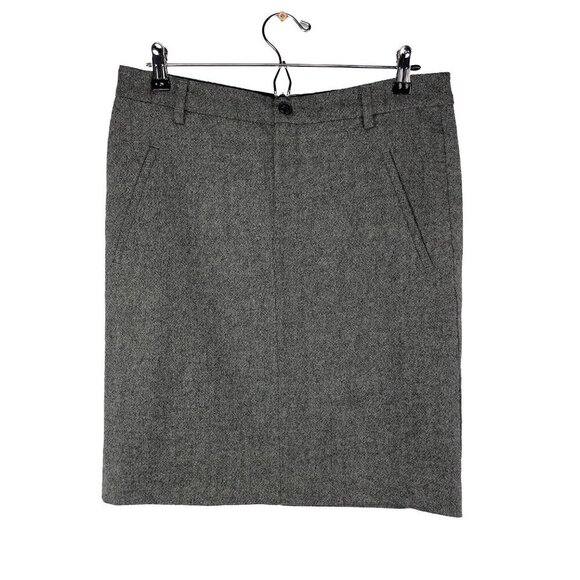 FILIPPA K Herringbone Wool Pencil-like Office Academia Grey Mini Skirt sz M - Picture 1 of 7